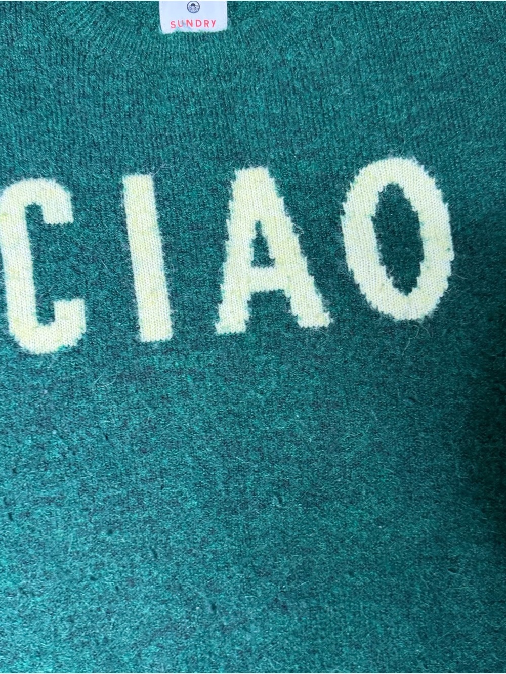Sundry 'Ciao Crewneck Fuzzy Sweater Pullover Size Small - Picture 2 of 7